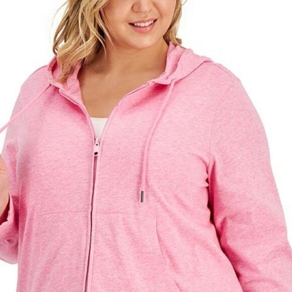 ID IDEOLOGY Plus Size Full-Zip Hooded Jacket, candy pink heather 2X - Picture 3 of 7